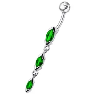 Triple Marquis Dangling Belly Moving Ring