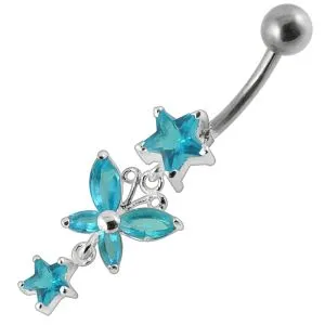 Star with Butterfly Dangling Belly Ring