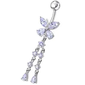 Butterfly With Twin Dangling Belly Ring