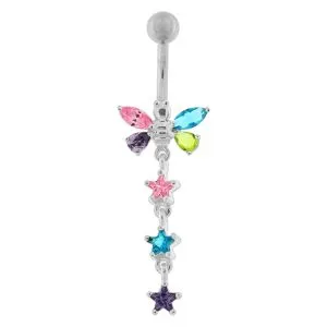 Butterfly With Star Dangling Belly Ring