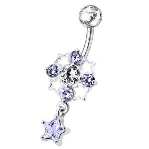 Tetra Star Dangling Belly Ring