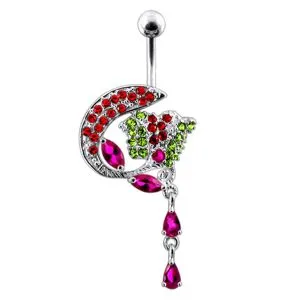 Shark and Butterfly Dangling Belly Ring