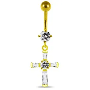 Fancy Cross Dangling Belly Ring