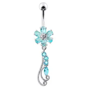 Flower Filigree Dangling Belly Ring