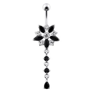 Star Cut Flower Dangling  Belly Ring