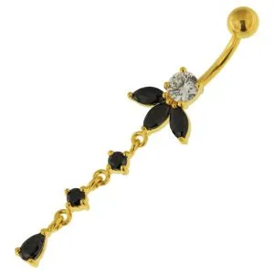 Orchid Flower Dangling  Belly Ring