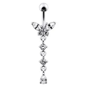 Butterfly Long Dangling  Belly Ring