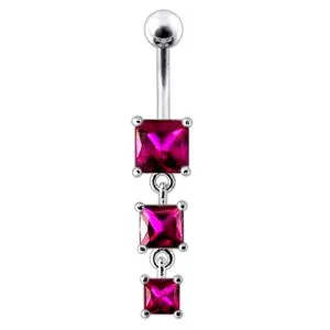 Triple Square Dangling  Belly Ring