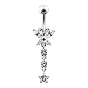 14G Surgical Steel Butterfly Dangling Belly Ring