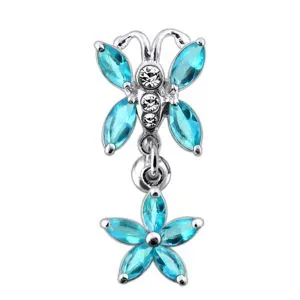 Butterfly Flower Dangling Belly Ring
