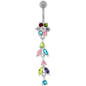 Green Jeweled Dangling Banana Navel Belly Ring