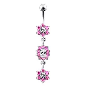Multi Green Jeweled Dangling Body Jewelry Belly Ring