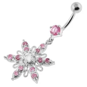 Fancy Flower shapped Dangling jeweled Belly Ring