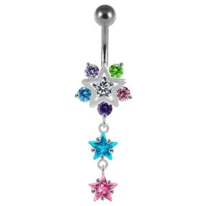 Fancy Jeweled Star Dangling Belly Ring