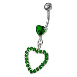 Fancy Royal Blue Jeweled Heart Dangling Navel body Jewelry