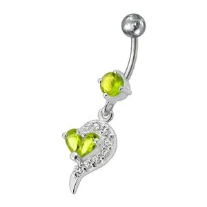 Fancy Royal Red With White Zirconia Jeweled Dangling Banana Bar Navel Ring
