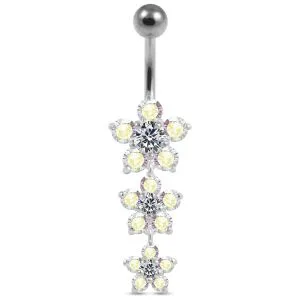Floral Cascade 925 Sterling Silver Dangling Belly Ring