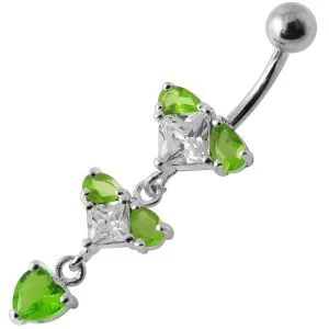 Silver Fancy Blue Stone Studded Jeweled Dangling Belly Ring