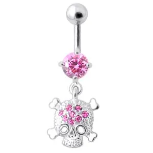 Jeweled Skull Navel Belly Ring