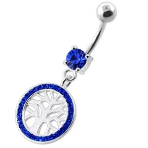 Tree of Life in multi Jeweled frame Navel Belly Banana