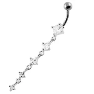 Dangling 5 Square Stones Navel Belly Button Piercing