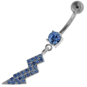 Multi Jeweled Lightning Bolt Navel Belly Button Ring