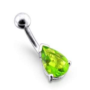 Jeweled Tear Drop Non-Moving Belly Ring