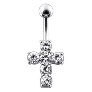 Multi Jeweled Cross Non-Moving Belly Ring