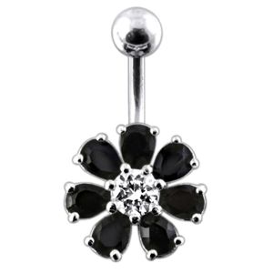Jeweled Flower navel belly Bar