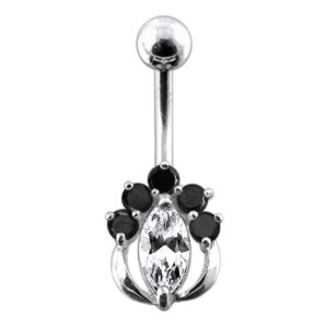 Fancy Jeweled Banana Bar Navel Body Jewelry