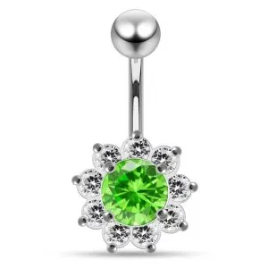 Titanium Jeweled Flower Navel Ring
