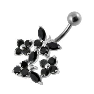 Jeweled Flowers Navel Ring