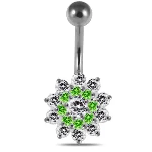 Multi Stones Flower Navel Body Jewelry Ring