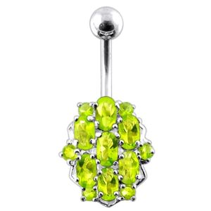 Fancy Multi Stones Curved Bar Navel Button Ring