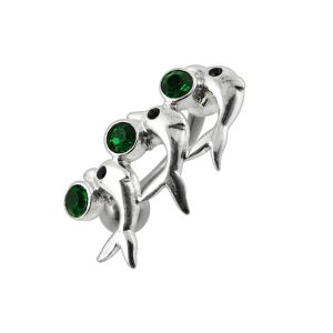 Jeweled Tripel Dolphins Navel Body Jewelry