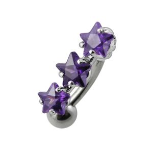 Jeweled Triple Star Belly Ring