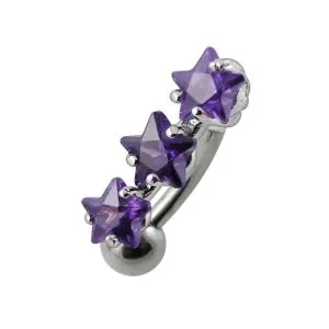 Jeweled Triple Star Belly Ring