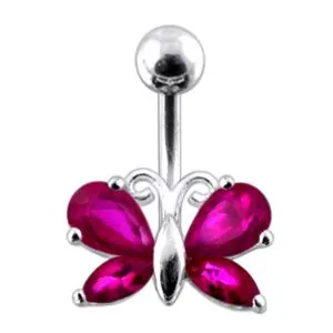 Jeweled Butterfly Non dangling  Belly Ring