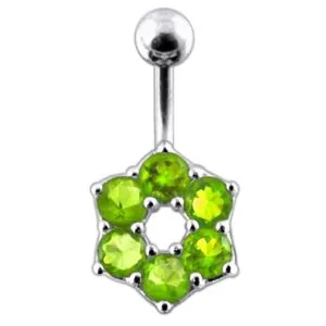 Jeweled Mini Flower  Non-Moving  Belly Ring