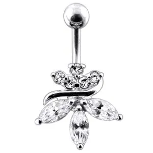 Jeweled Orchid Flower Belly Ring