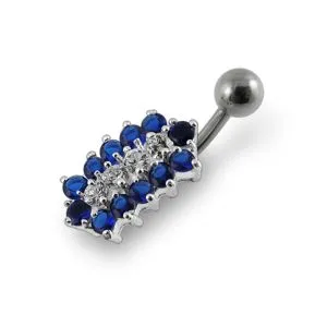 Jeweled Bar  Non-Moving Belly Ring