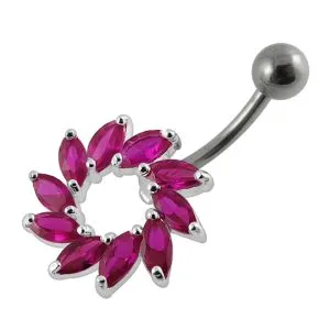 Marquis Jeweled Sun Non-Moving Belly Ring