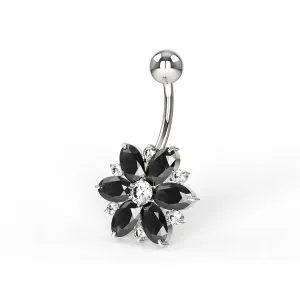 Double Colored Flower Non-Moving Belly Ring