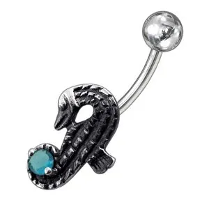 Jeweled Sea Horse Non-Moving Belly Ring