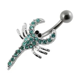 Jeweled Scorpio Non-Moving Belly Ring