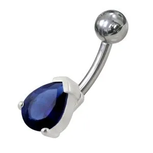Fancy Jewelled Titanium Non-Moving Curved Bar Navel Ring