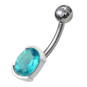 Fancy Jewelled Non Moving Curved Navel Ring