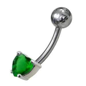 Fancy 5MM Gem Stone Titanium Non-Moving Belly Ring