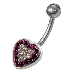 Heart Shaped Jewelled Non-Moving  Belly Ring