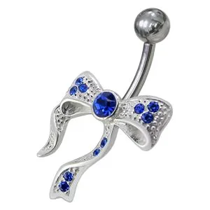 Fancy Red And White Jeweled Non-Moving Navel Belly Button Ring